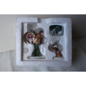 Dept 56 New England Village - One-Man Band and the Dancing Dog, Set of 2